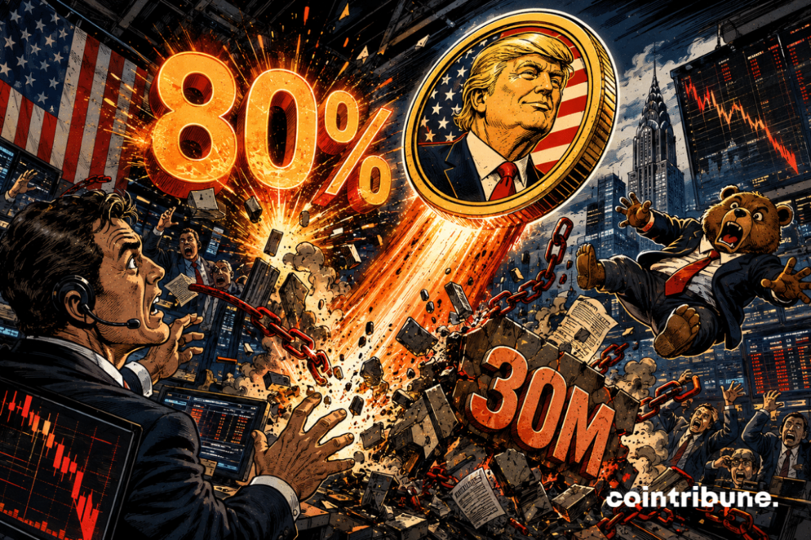 Crypto : Le memecoin de Trump bondit de 80 % et liquide 30 millions de dollars de positions vendeuses